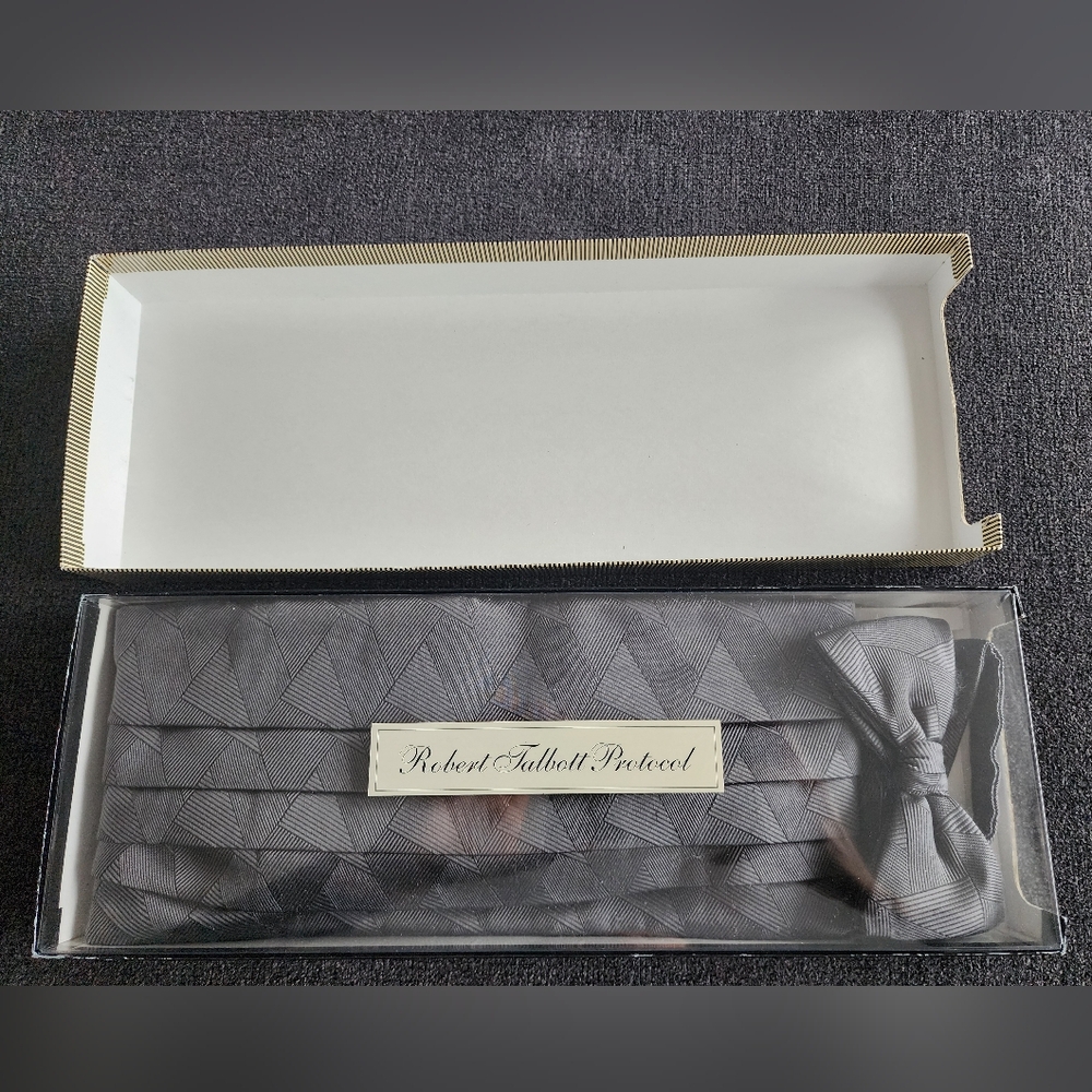 Robert Talbot Protocol Cumberbund - Charcoal Grey Pattern